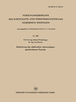 cover image of Bestimmung des elektrischen Leitvermögens geschmolzener Fluoride